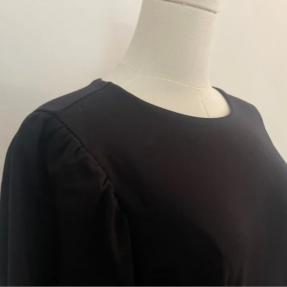 Ann Taylor Puff Sleeve Belted Sheath Dress Black Size 12 - Picture 5 of 6